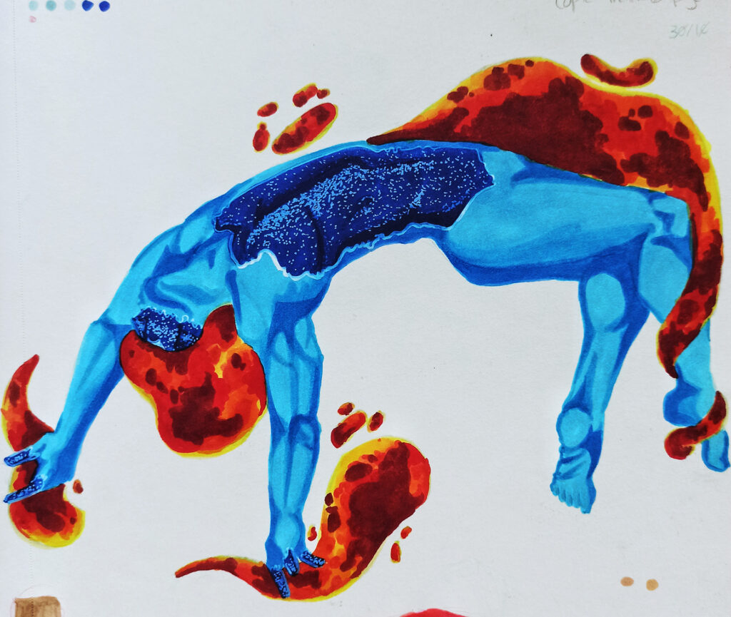 Da artista Ema Parreira, arte contemporânea em desenho tradicional, ilustração de modelo