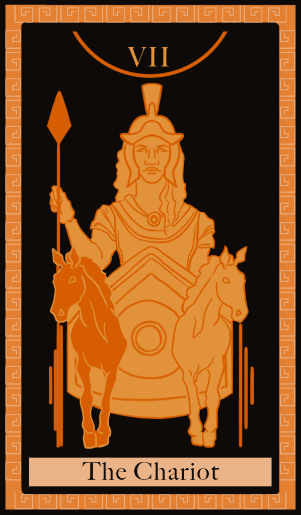 Da artista Ema Parreira, desenho digital de Major Arcana, O Carro, cartas tarot nº7