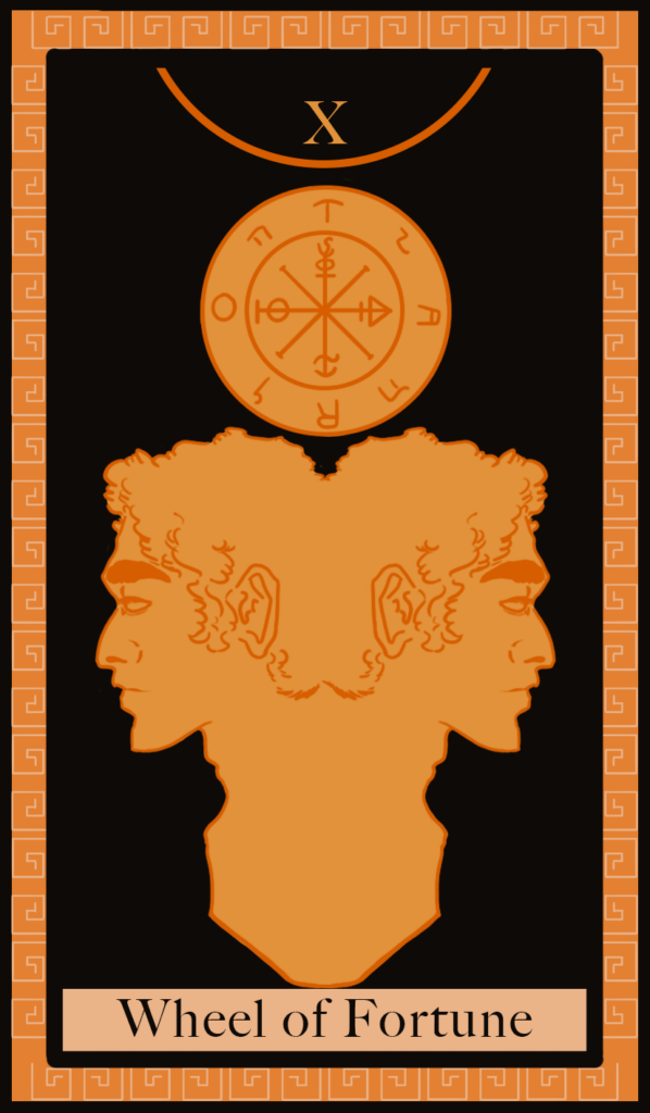 Da artista Ema Parreira, desenho digital de Major Arcana, Roda da Fortuna, cartas tarot nº10