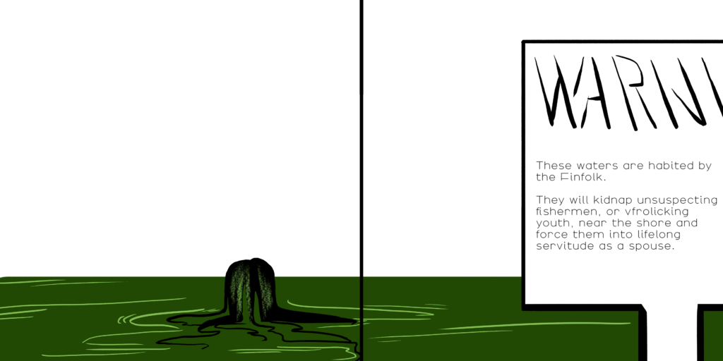 Da artista Ema Parreira, fanzine digital de criaturas mitológicas, sereia