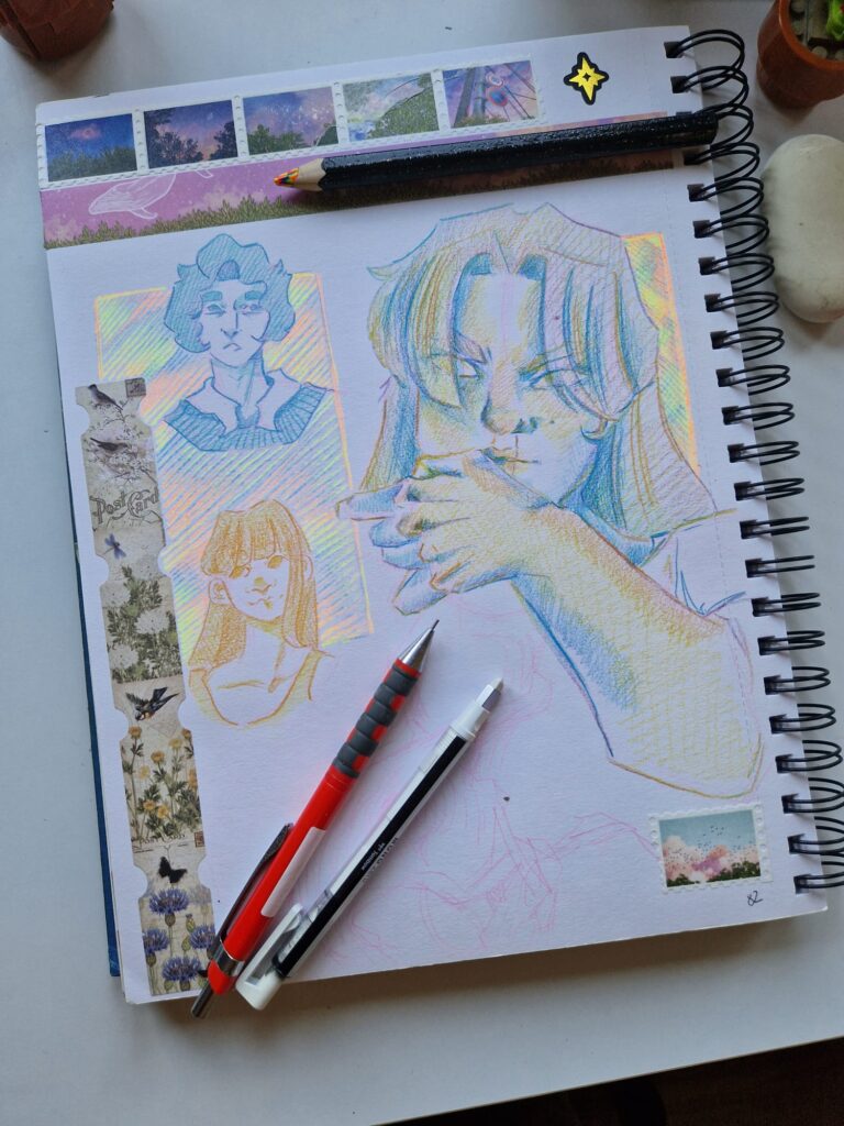 Da ilustradora portuguesa Ema Parreira, desenho tradicional original em lápis de cor