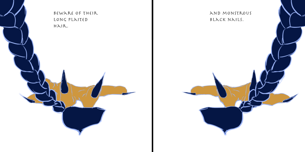 Da artista Ema Parreira, fanzine digital de criaturas mitológicas, bruxas