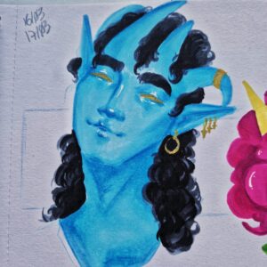 Da artista Ema Parreira, arte contemporânea em desenho tradicional, ilustração em copic de personagem original de DND