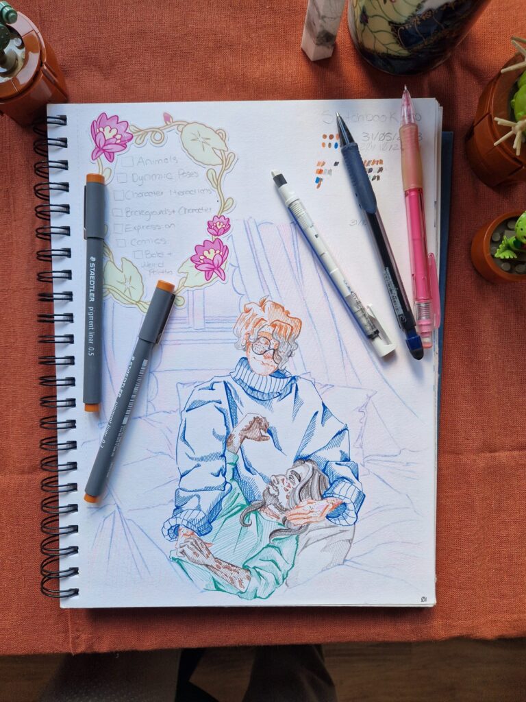 Da ilustradora portuguesa Ema Parreira, desenho tradicional de podcast The Magnus Archives