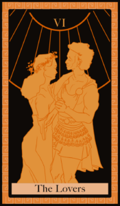 Da artista Ema Parreira, arte contemporânea em desenho digital de Major Arcana, Os Enamorados, cartas de tarô nº6