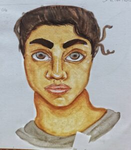 Da artista Ema Parreira, arte tradicional em desenho de aguarela, ilustração de modelo