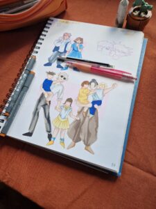 Da artista Ema Parreira, arte tradicional em desenho de copic, ilustração de Jujutsu Kaisen