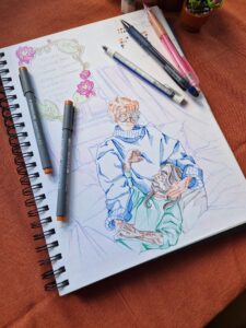 Da artista Ema Parreira, arte tradicional em desenho de canetas, ilustração de The Magnus Archives