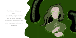 Da artista Ema Parreira, zine digital da criatura mística, sereias