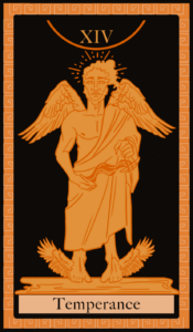 Da artista Ema Parreira, arte contemporânea em desenho digital de Major Arcana, A Temperança, cartas de tarô nº14